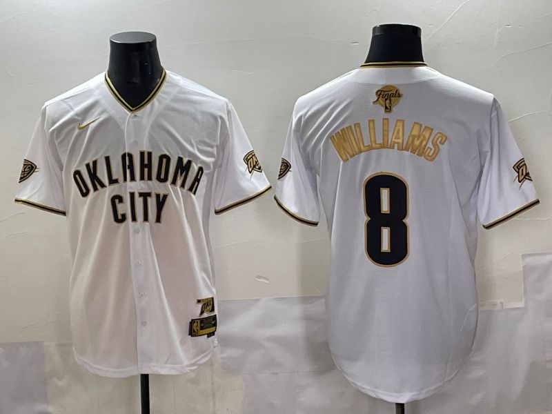 Men 2025 Oklahoma City Thunder #8 Williams White Gold Nike Joint Name NBA Jersey style 11->oklahoma city thunder->NBA Jersey